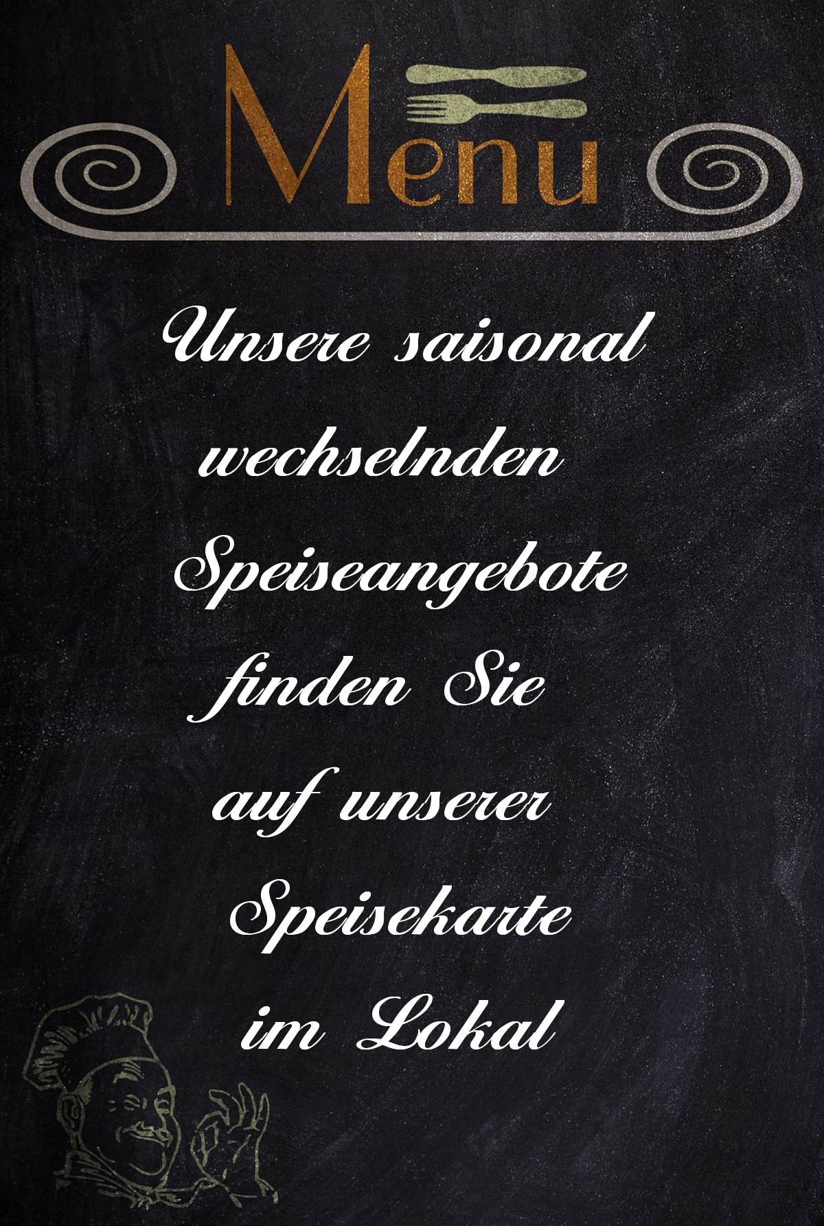 Speisekarte Vorspeisen und Hauptgerichte